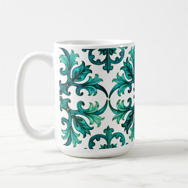 Italian style,mosaic,green  coffee mug (Left)