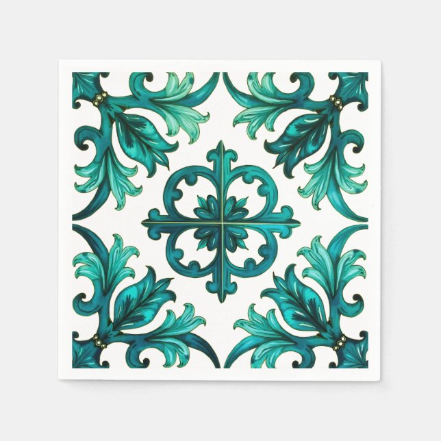 Italian style,mosaic,green  napkins (Front)