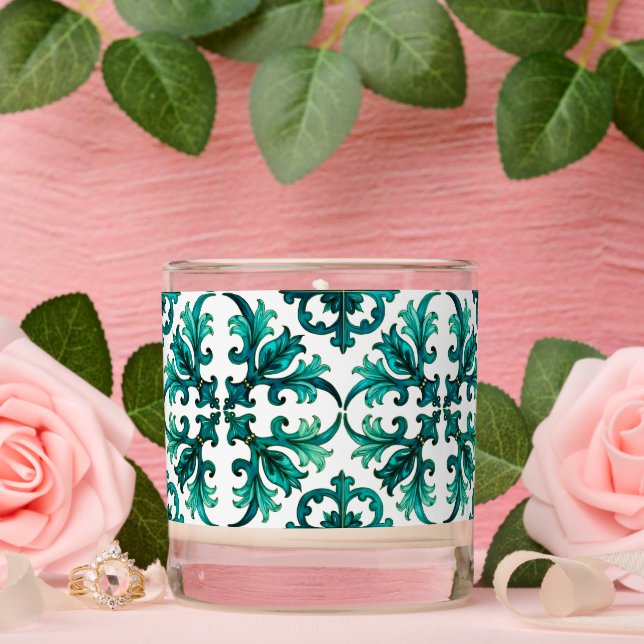 Italian style,mosaic,green  scented candle (Wedding)