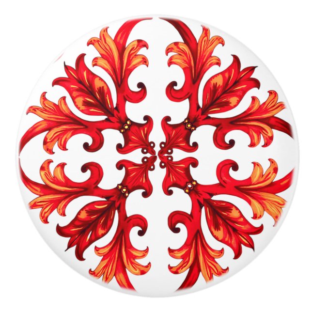 Italian style,mosaic,red ceramic knob (Front)