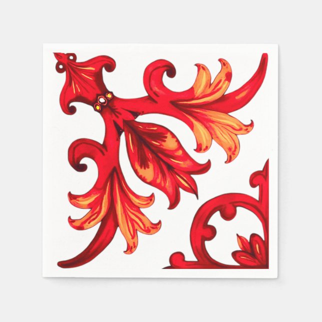 Italian style,mosaic,red napkins (Front)
