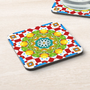Italian style,tiles,majolica All-Over Print Beverage Coaster