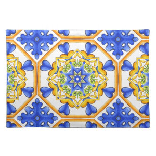 Italian style,tiles,majolica All-Over Print Cloth Placemat