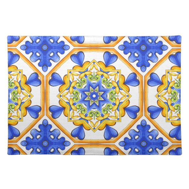 Italian style,tiles,majolica All-Over Print Cloth Placemat (Front)