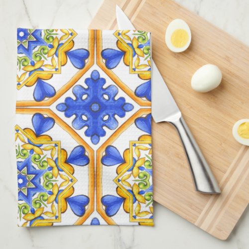Italian styletilesmajolica All_Over Print Kitchen Towel