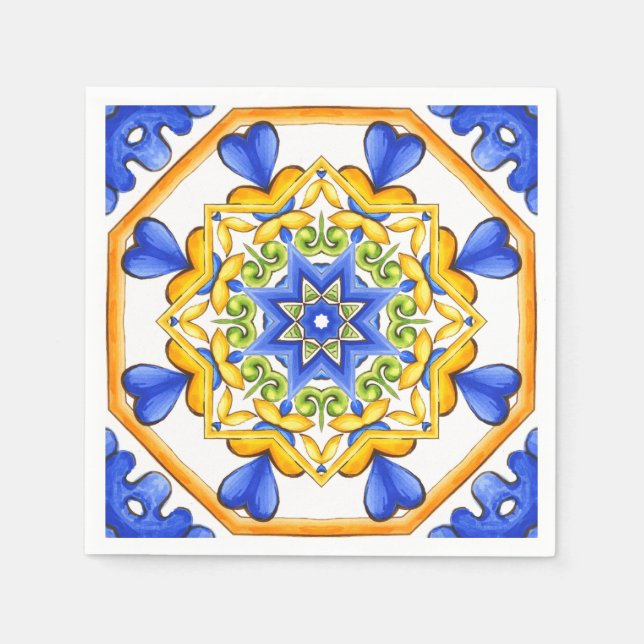 Italian style,tiles,majolica All-Over Print Napkins (Front)