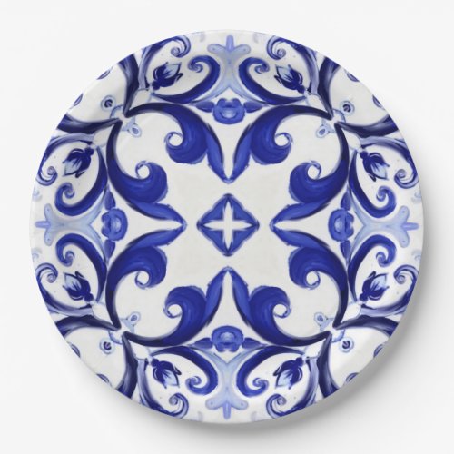 Italian styletilesmajolica All_Over Print Paper Plates