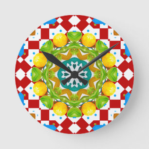 Italian style,tiles,majolica All-Over Print Round Clock