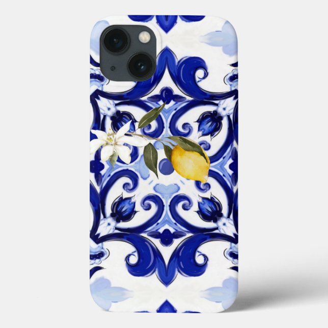 Italian style,tiles,majolica,lemon ,All-Over Print Case-Mate iPhone Case (Back)