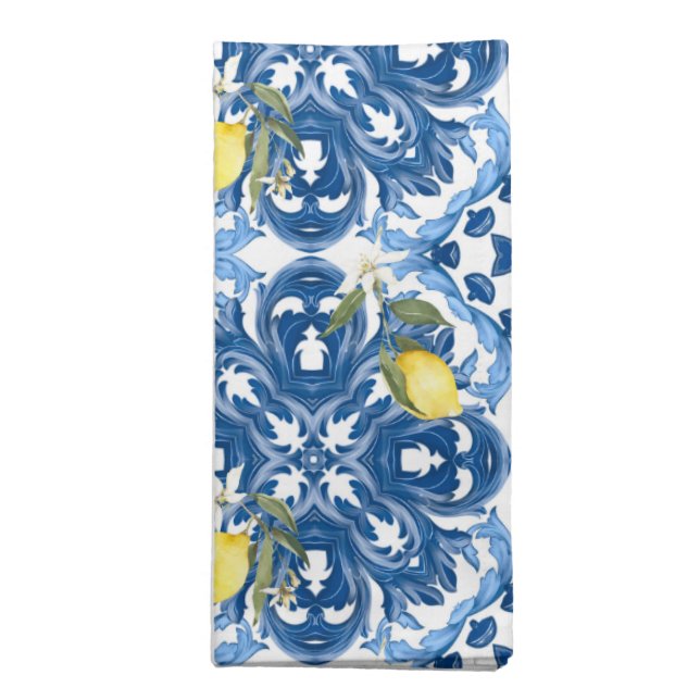 Italian style,tiles,majolica,lemon ,All-Over Print Cloth Napkin (Folded)