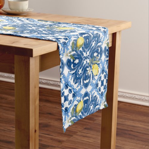 Italian styletilesmajolicalemon All_Over Print Medium Table Runner