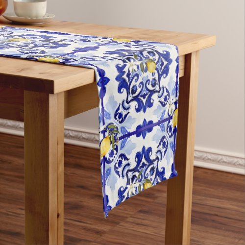 Italian styletilesmajolicalemon All_Over Print Medium Table Runner