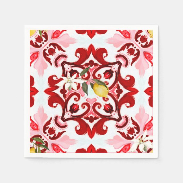 Italian style,tiles,majolica,lemon ,All-Over Print Napkins (Front)