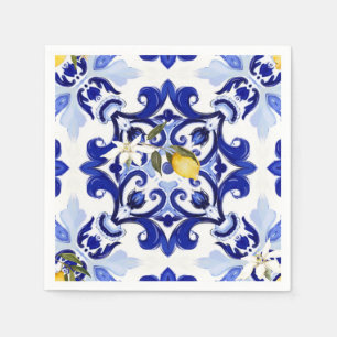 Italian style,tiles,majolica,lemon ,All-Over Print Napkins