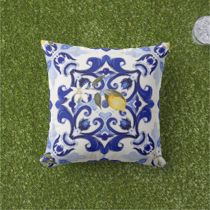 Italian style,tiles,majolica,lemon ,All-Over Print Outdoor Pillow