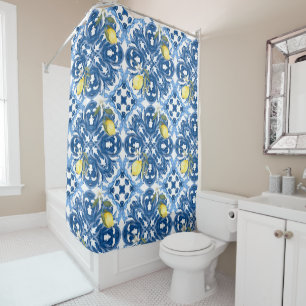 Italian style,tiles,majolica,lemon ,All-Over Print Shower Curtain