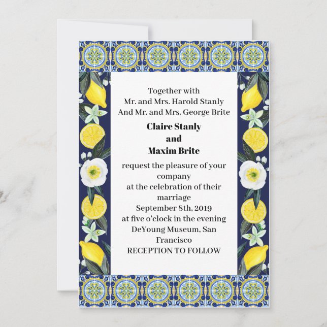 Italian style Wedding Invitation (Front)