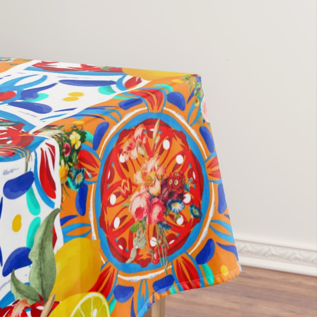 Italian,summer,citrus,floral motifs  tablecloth (In Situ)