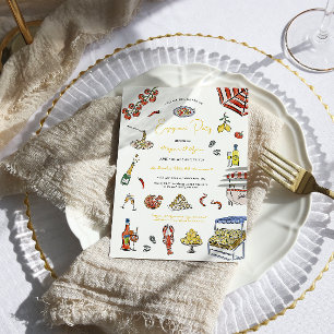 Italian Summer Doodle Engagement Party Invitation
