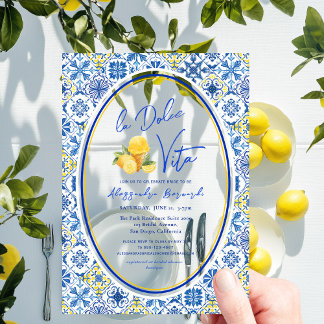 Italian Summer La Dolce Vita Bridal Shower Acrylic Invitations