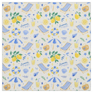 Italian Summer Lemon Beach Pattern Fabric