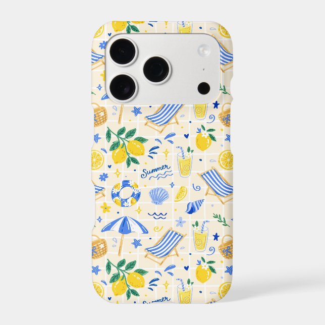 Italian Summer Lemon Beach Pattern Iphone Case (Back)