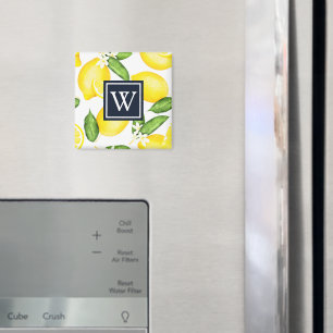 Italian Summer Lemon Botanical Monogram Magnet
