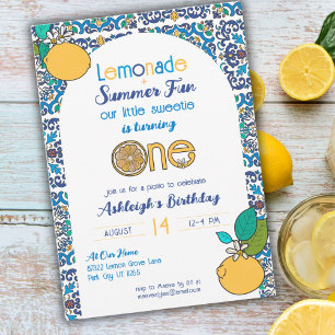 Italian Summer Lemonade Picnic 1st Birthday Invitation