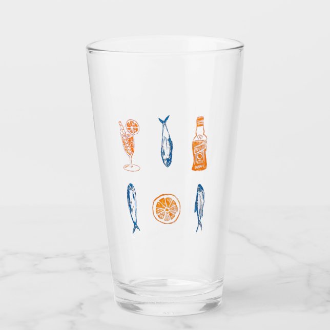 Italian Summer Sardine and Aperol Beer Glass (Front)