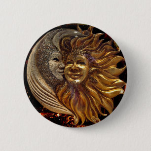 Italian Sun & Moon Carnaval Masks Button