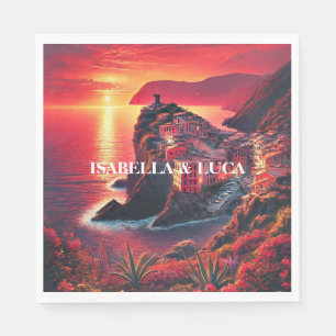 Italian Sunset Coastal Bold Red & Orange Colors Napkins