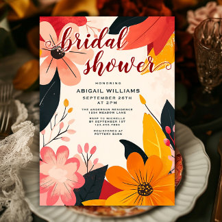 Italian Sunset Inspired Floral Bridal Shower Invitation
