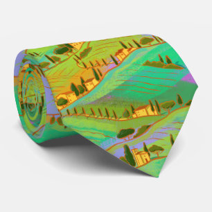 Italian sunset landscape neck tie