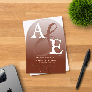 Italian Sunset Orange Minimalist Monogram Wedding Acrylic Invitations