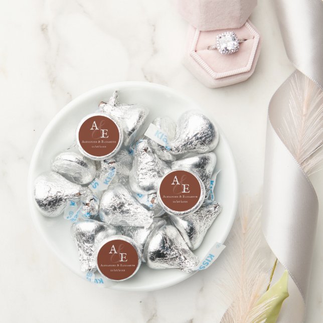 Italian Sunset Orange Minimalist Monogram Wedding Hershey®'s Kisses® (Wedding)