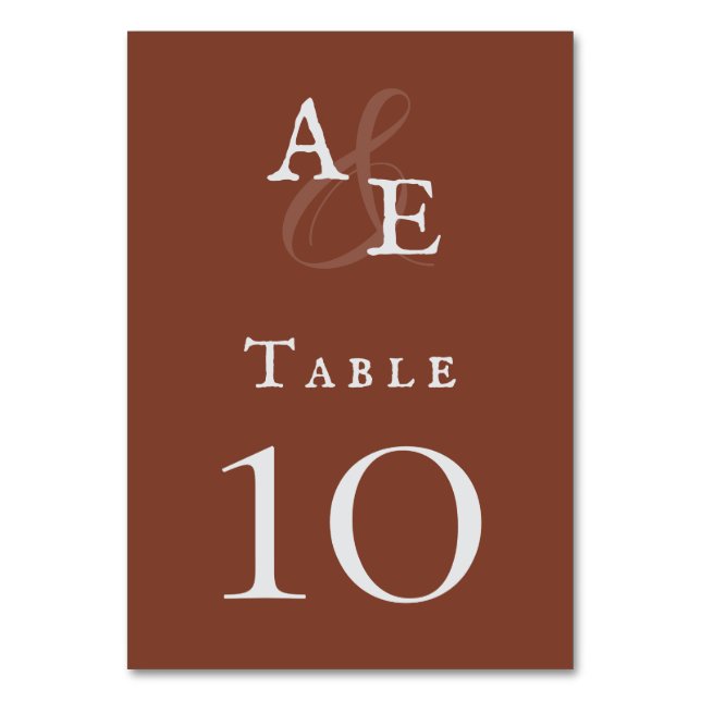 Italian Sunset Orange Minimalist Monogram Wedding  Table Number (Front)