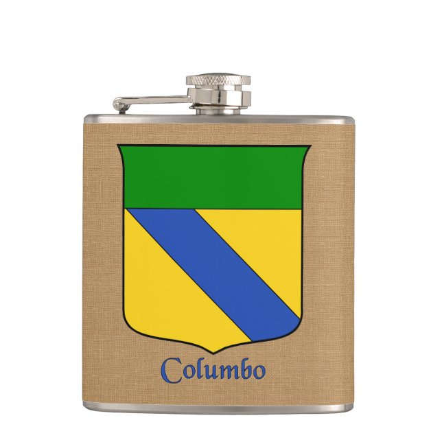 Italian Surname Columbo Historical Heraldic Shield Hip Flask (Front)
