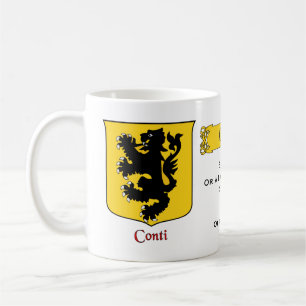 Italian Surname Conti Heraldic Shield and Blazon Coffee Mug