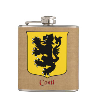 Italian Surname Conti Historical Heraldic Shield Flask