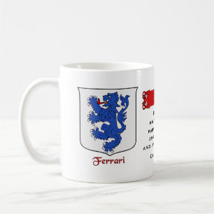 Italian Surname Ferrari Heraldic Shield and Blazon Coffee Mug