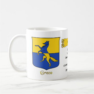 Italian Surname Greco Heraldic Shield and Blazon Coffee Mug
