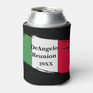 Italian Surname Name Custom Flag Colors Reunion Can Cooler