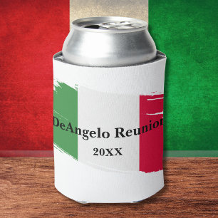 Italian Surname Name Custom Flag Colors Reunion Can Cooler