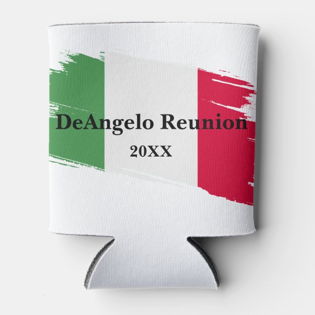 Italian Surname Name Custom Flag Colors Reunion Can Cooler (Front)