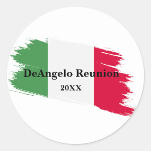 Italian Surname Name Custom Flag Colors Reunion Classic Round Sticker