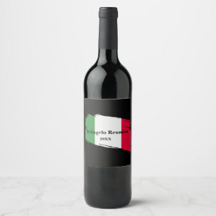 Italian Surname Name Custom Flag Colors Reunion Wine Label