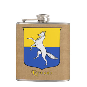 Italian Surname Romano Heraldic Shield Hip Flask