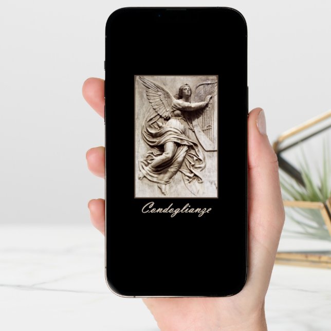 Italian Sympathy - Condoglianze - Angel with Harp Card (Front Digital)