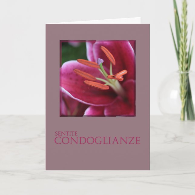 Italian Sympathy Pink Purple Lily Card (Front)