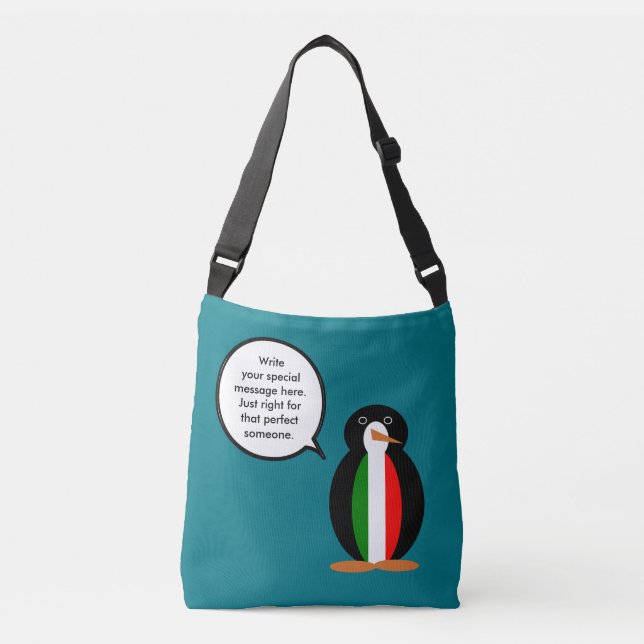 Italian Talking Ms Penguin Personalized  Crossbody Bag (Front)